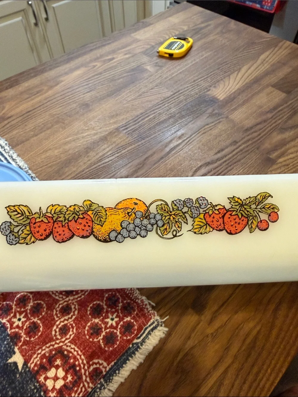 Fire King White Casserole Dish with Fruit Motif